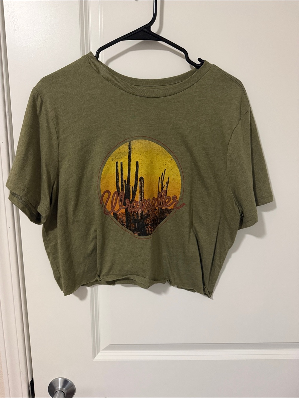 Wrangler Olive Graphic Cactus Crop Tee